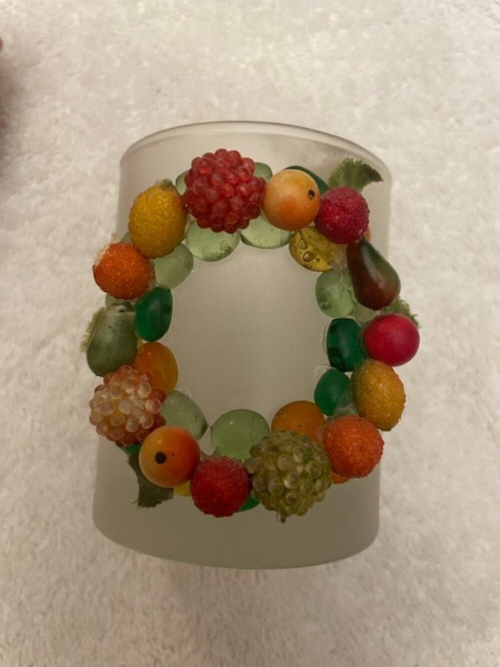 Vintage Venetian / Murano style frosted glass votive candle holder